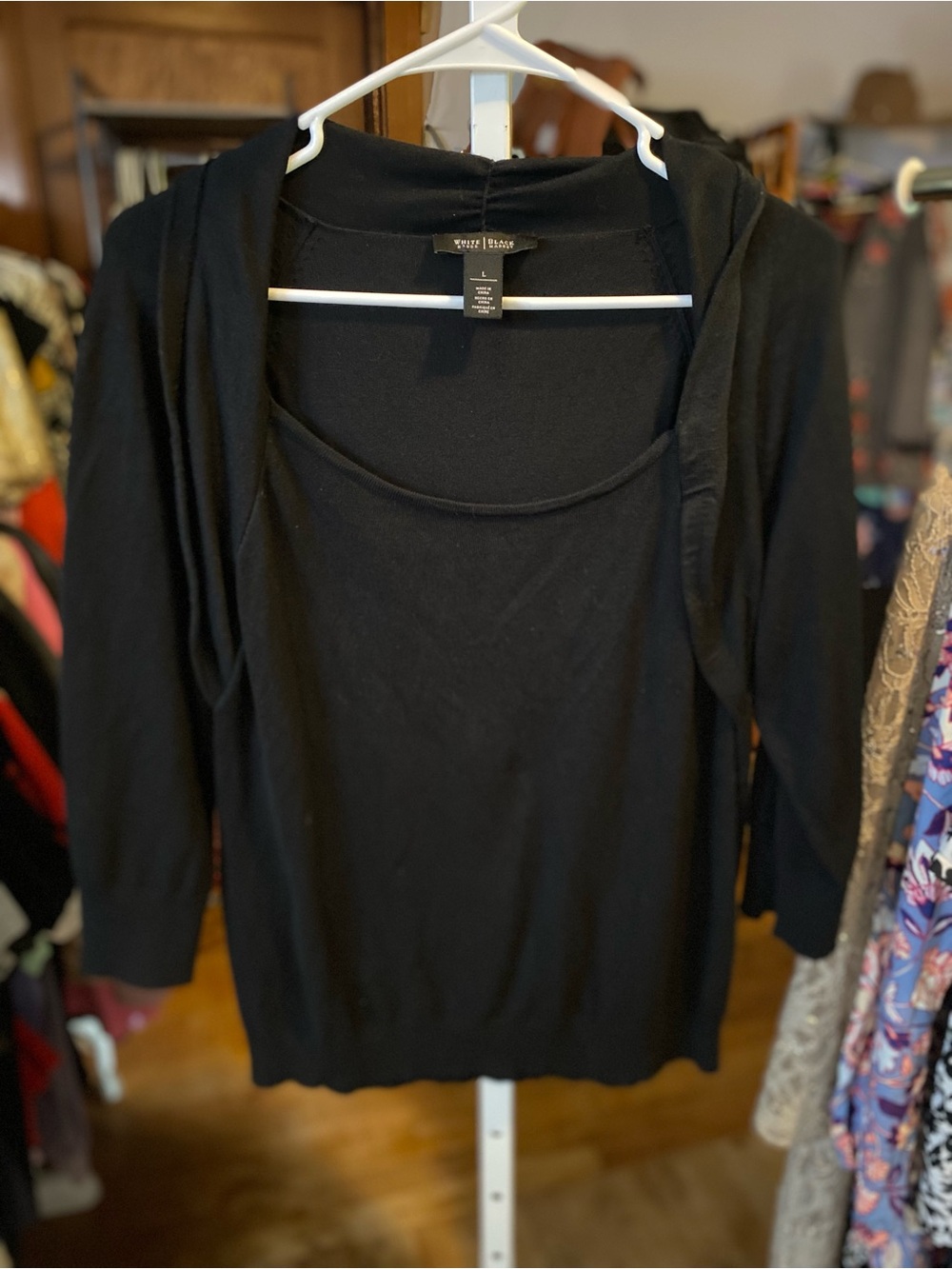 White House Black Market Black Scoop-Neck Top